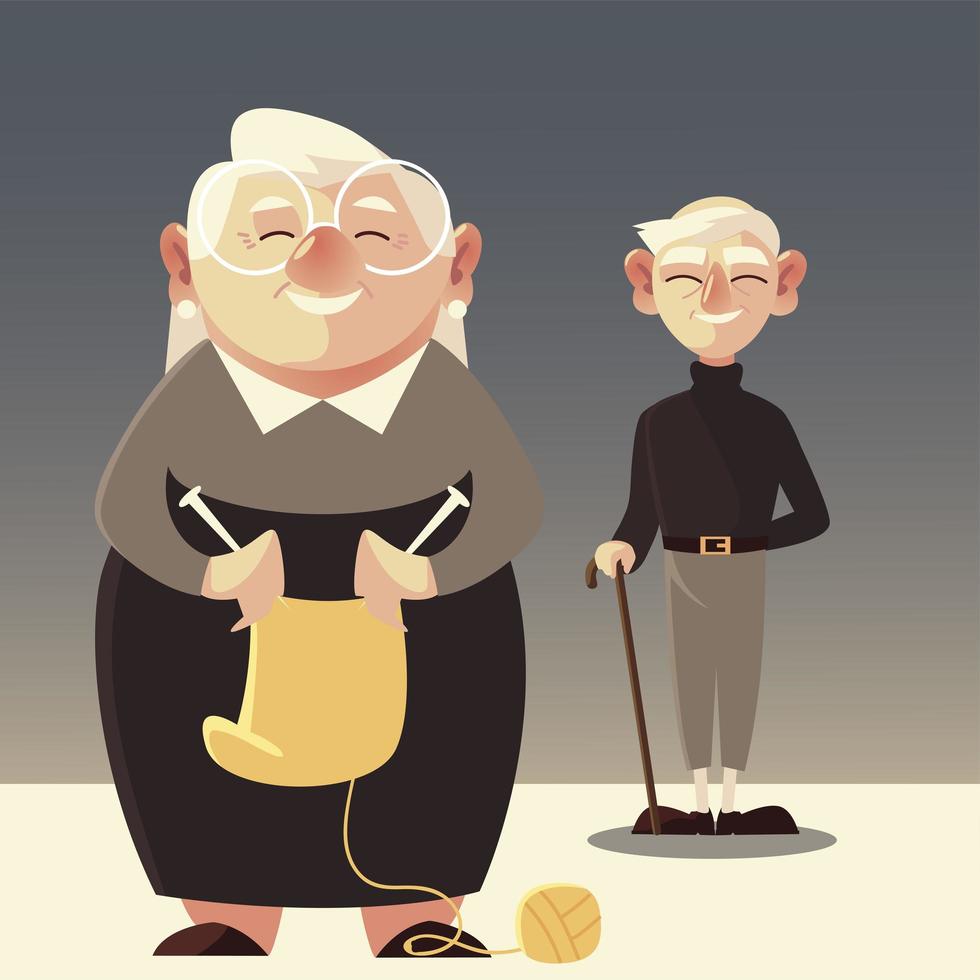 senior people, old man and elderly woman with wool vector