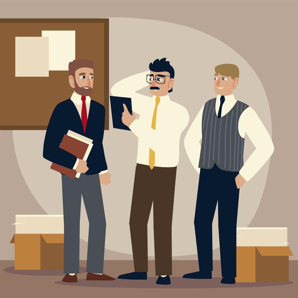business people, businessmen characters working documents folder vector