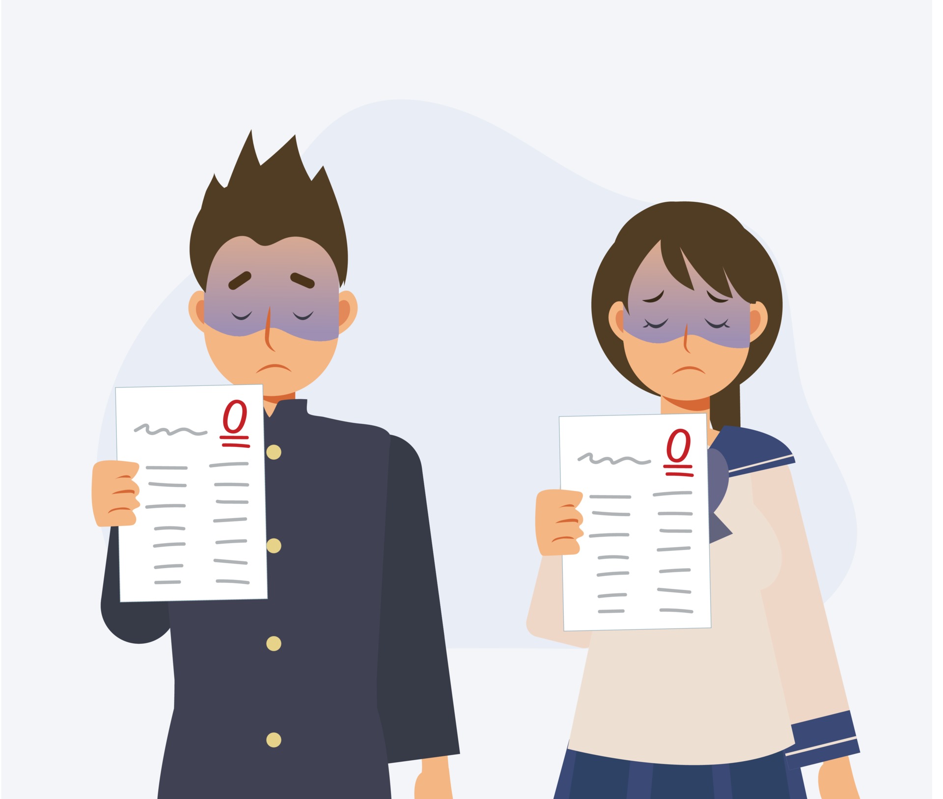 Student failed the test.Japanese student are failed the test. 3374156 Vector Art at Vecteezy