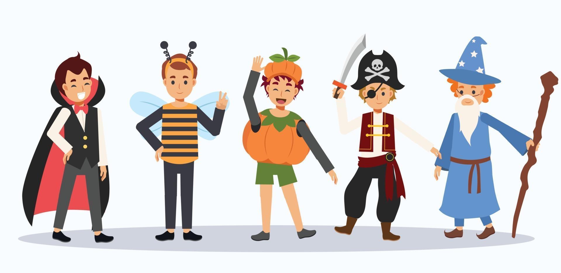 niños disfrazados de halloween. niños de halloween. vector