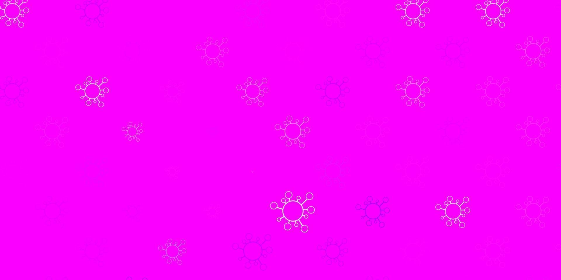 Fondo de vector rosa claro, azul con símbolos de virus.