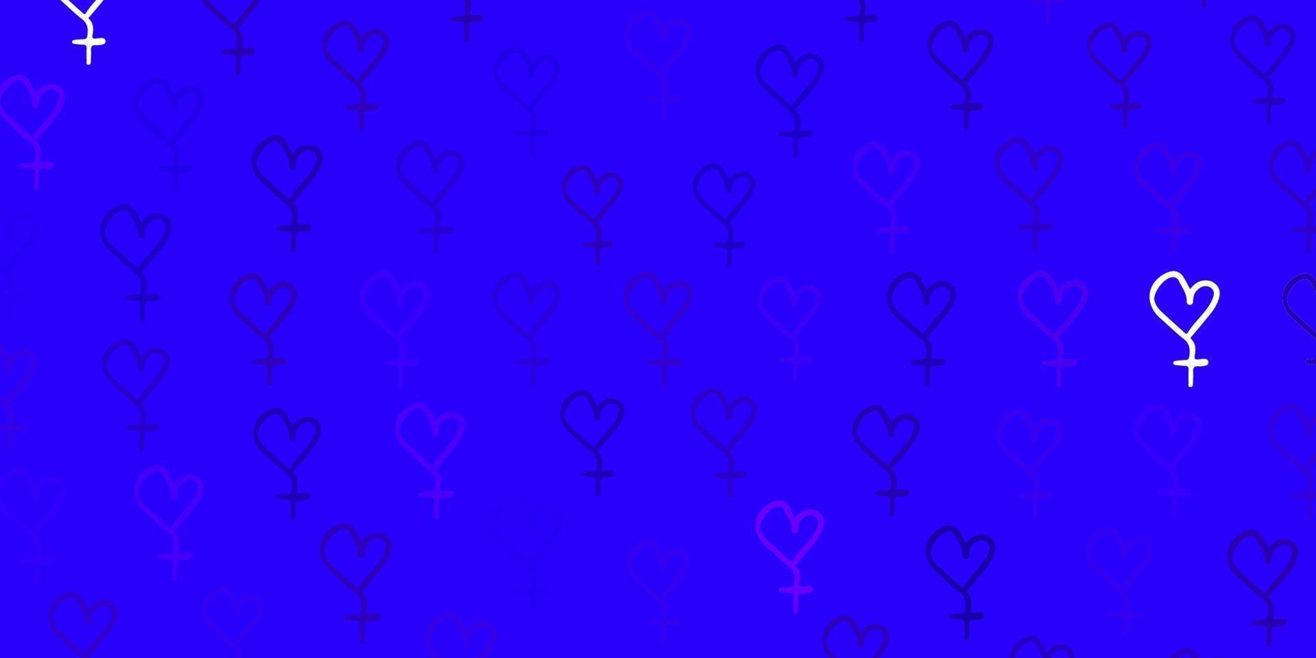 patrón de vector púrpura claro con elementos de feminismo.