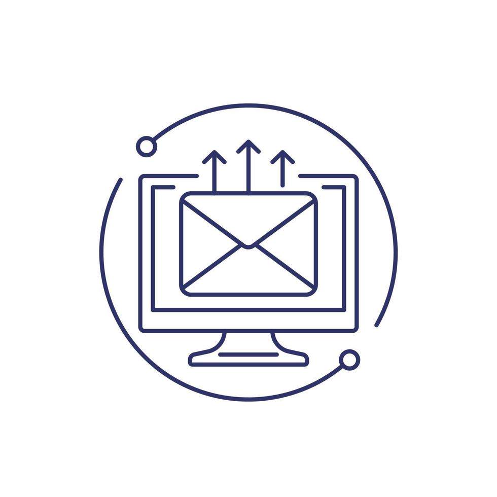 servicio de correo electrónico, icono de línea de distribución de correo vector