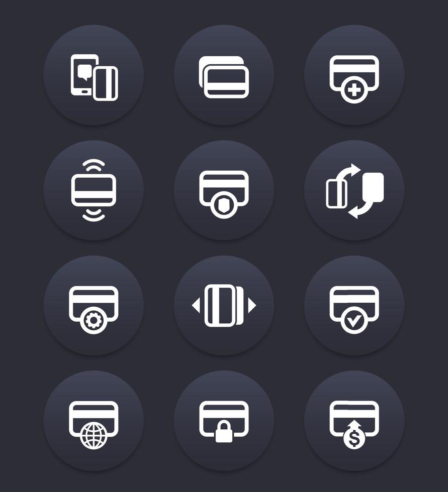 credit cards icons set for banking app, secure payment, add new card vector