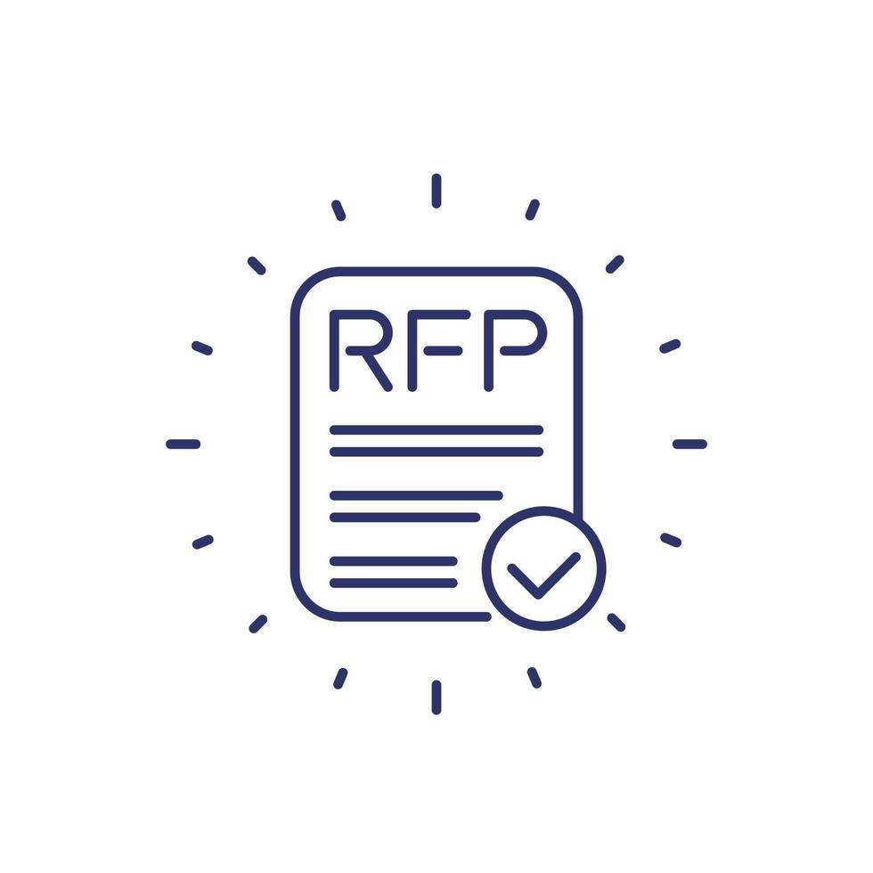 icono de línea rfp en blanco vector