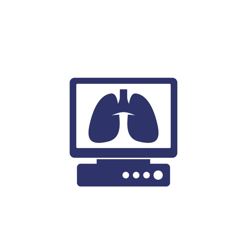 Lungs on screen vector icon on white