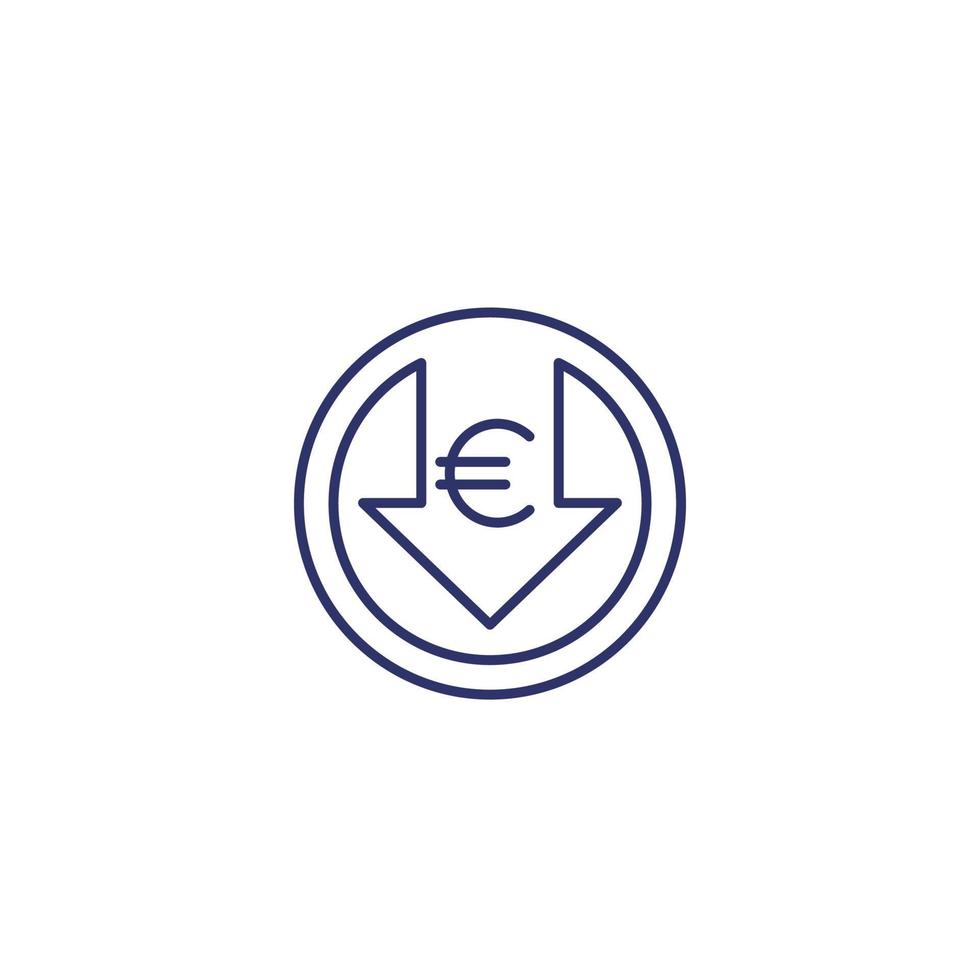 reduce costs, line icon with euro vector