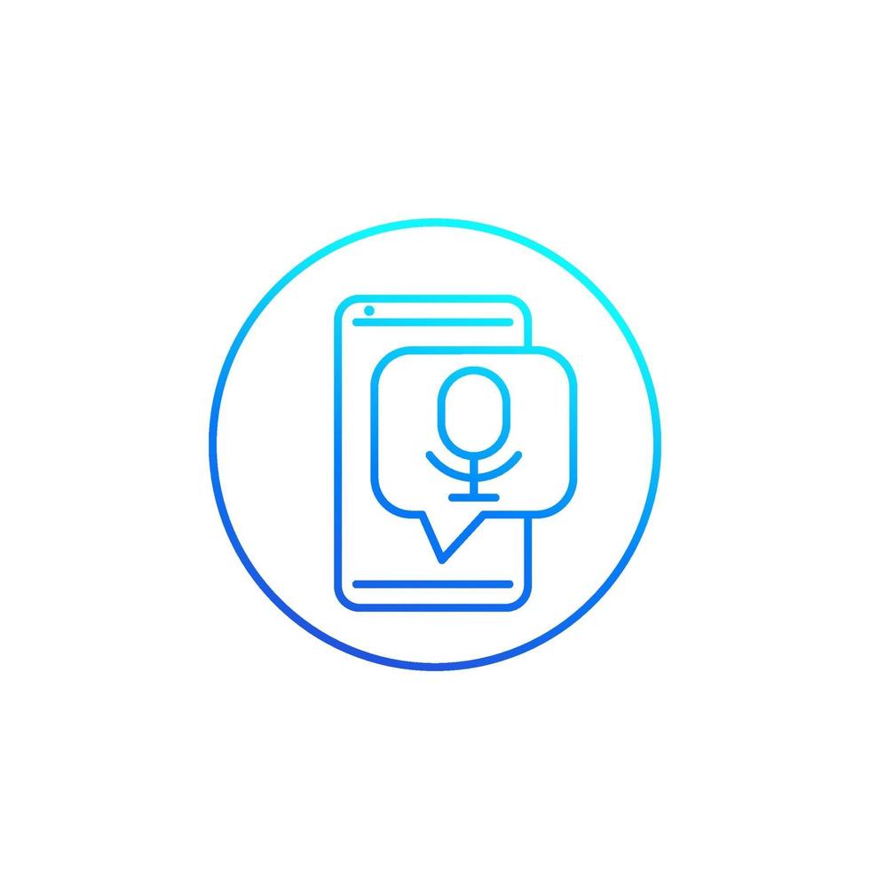speech recognition app vector line icon