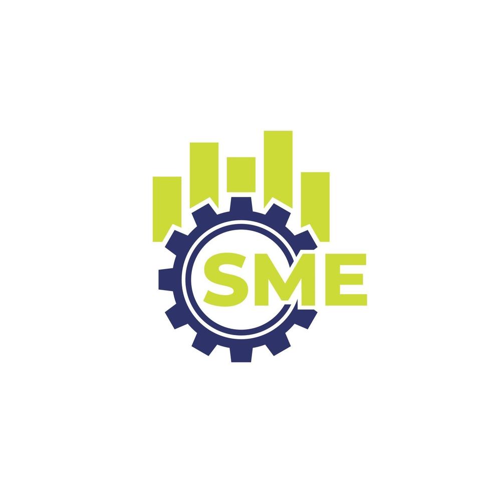 SME, small and medium enterprise, vector icon with gear and chart