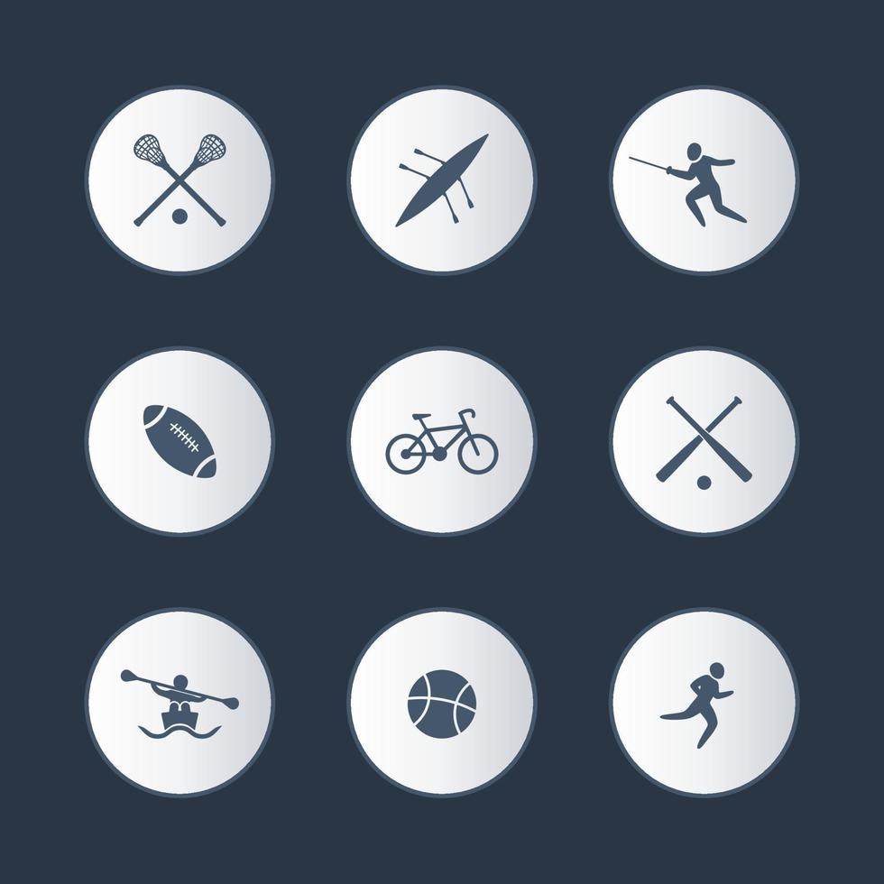 College sports, round icons set vector
