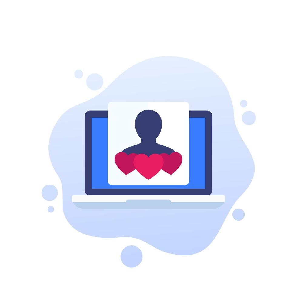 customer retention, client satisfaction icon with laptop vector