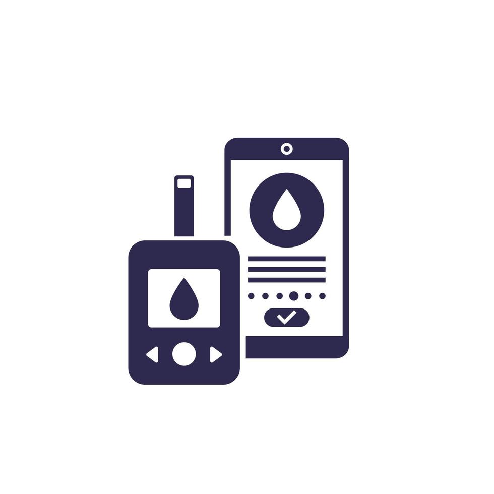glucometer and smartphone icon vector