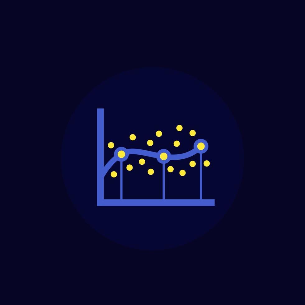 regression analysis icon, flat vector