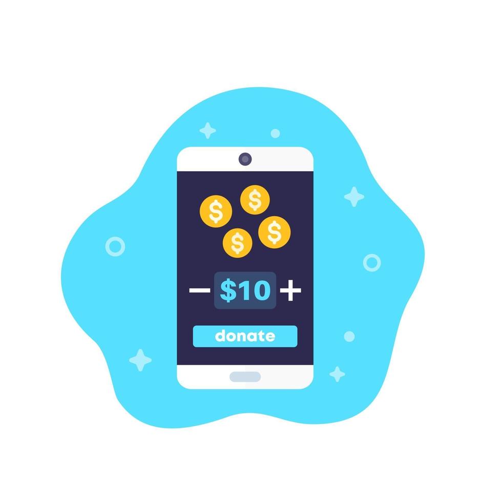 Donation app icon with smart phone vector