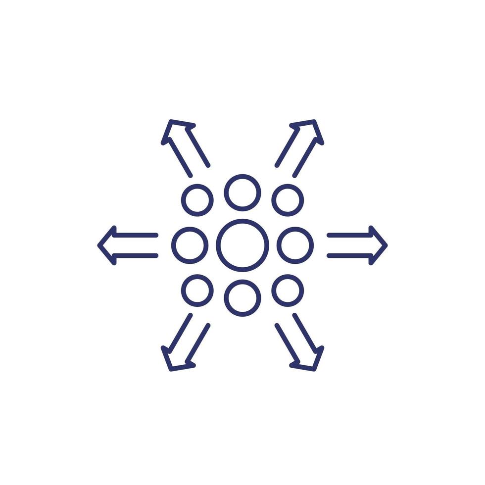 distribution process icon, line vector