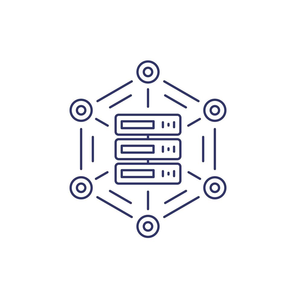 mainframe, server, hosting service line icon on white vector