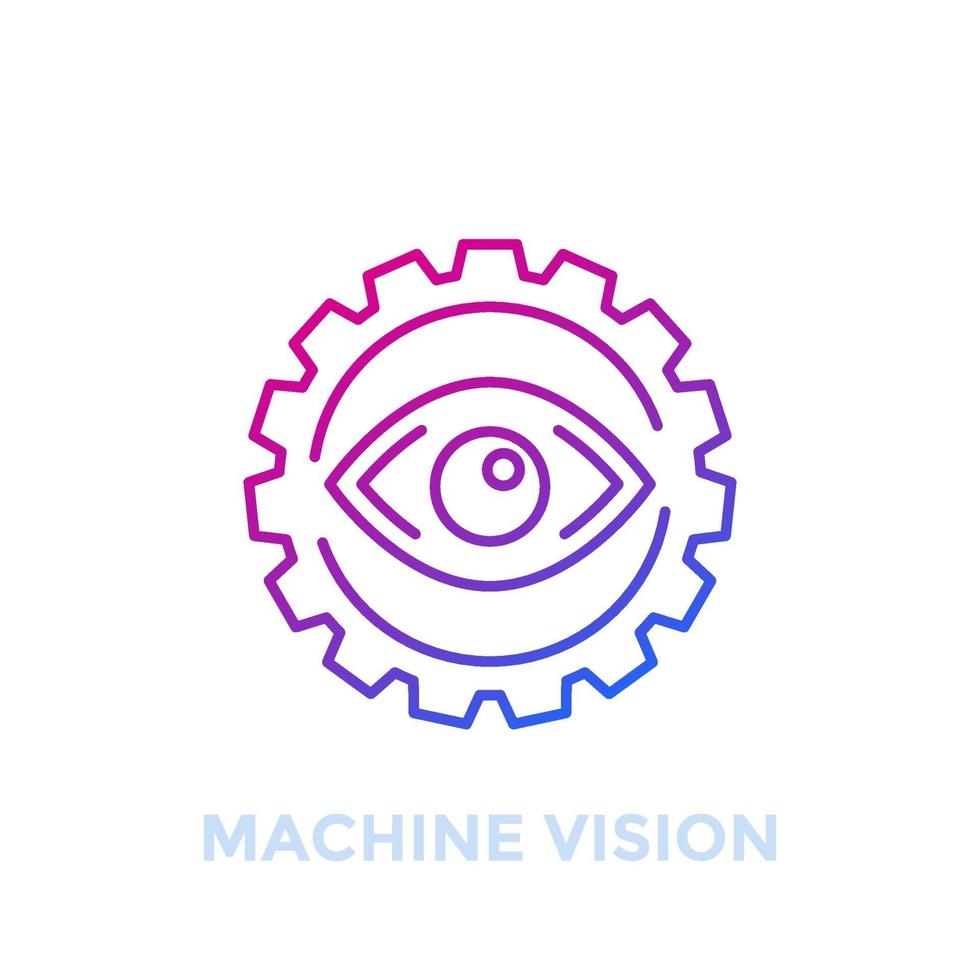 Machine vision icon, computer visual recognition line vector