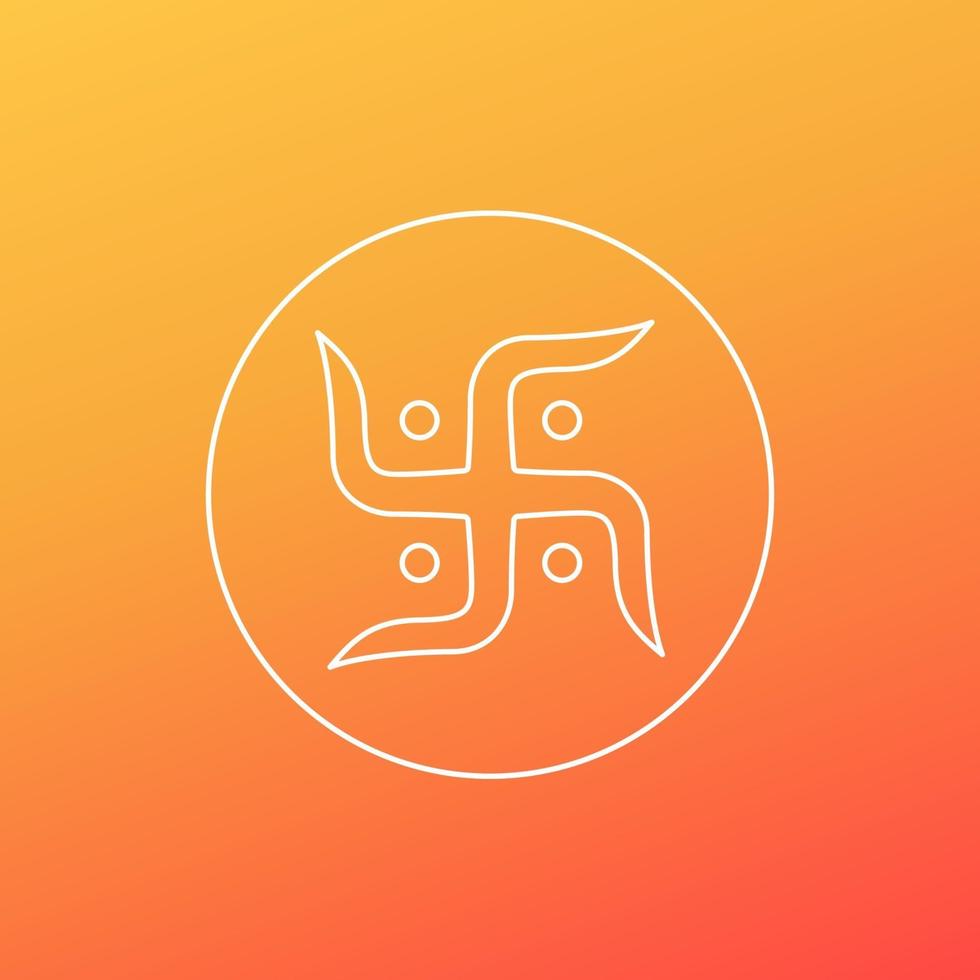 hindu swastika symbol, linear design vector