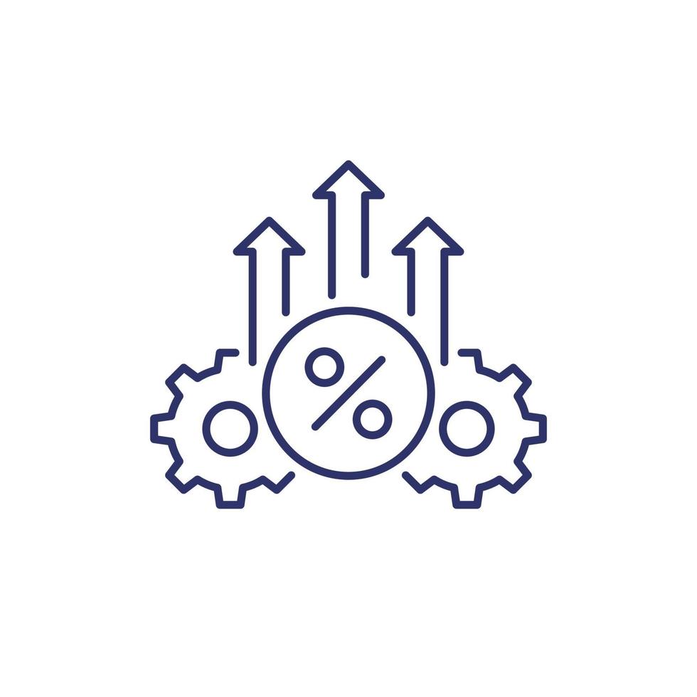 percent, rate growth line icon vector