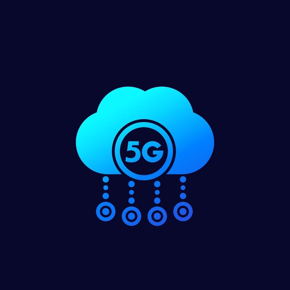 5G network, vector icon with cloud