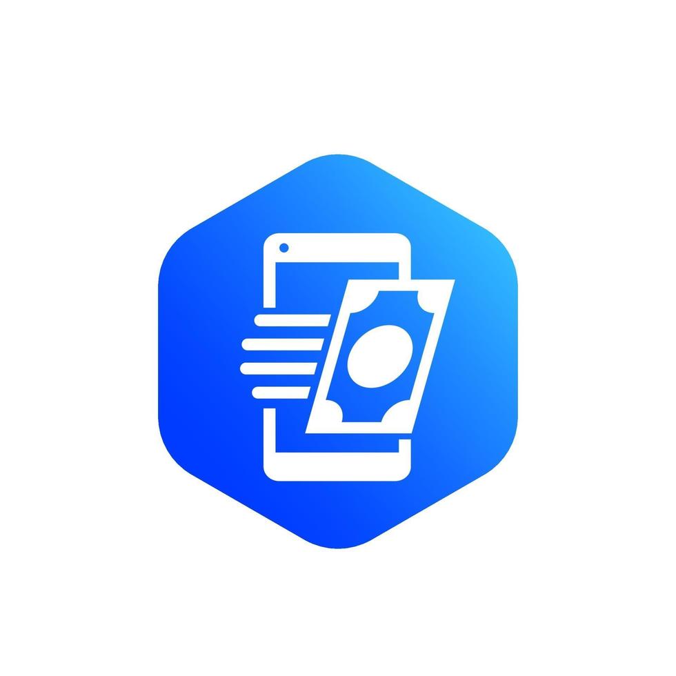 fast money transfer with phone vector icon