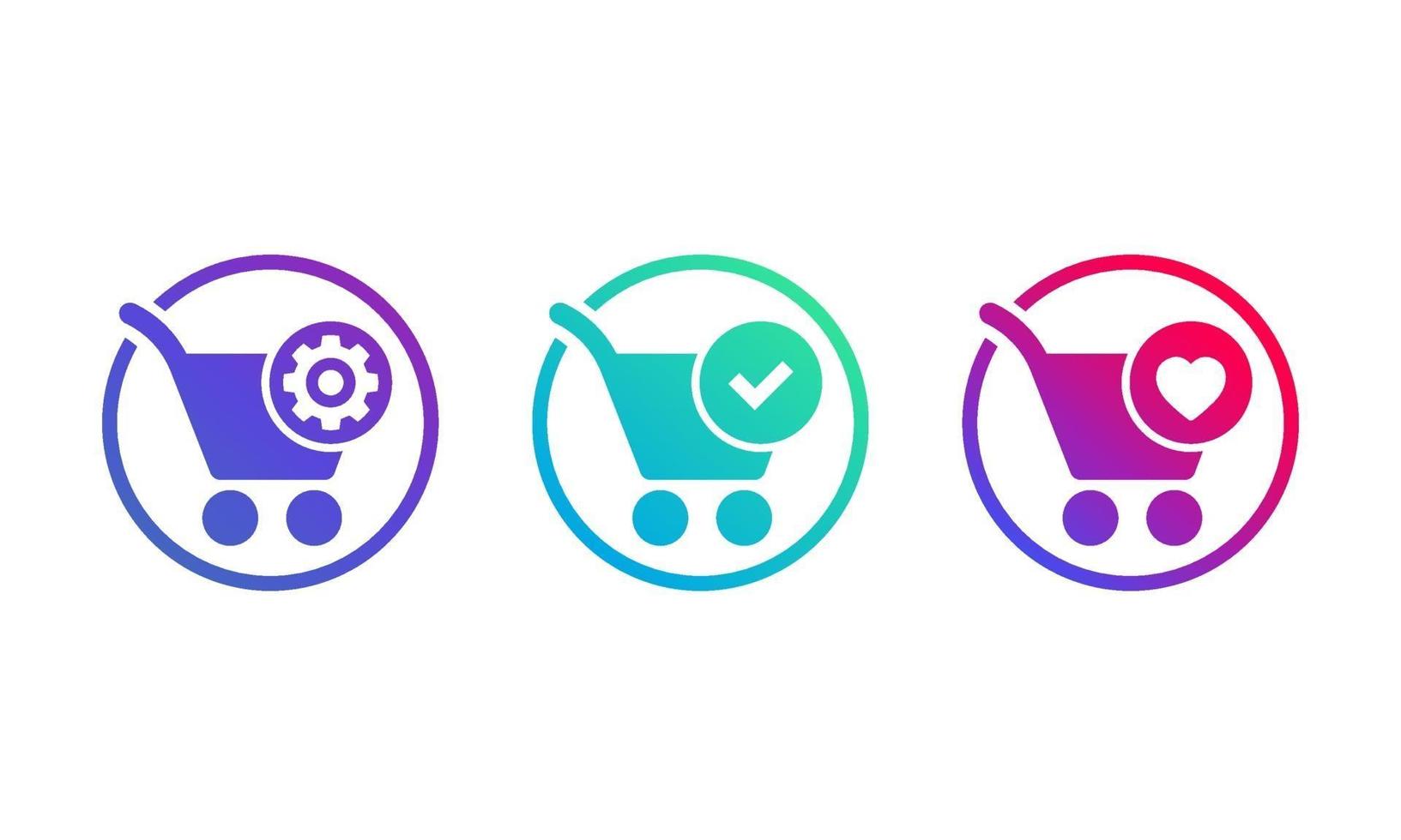 order processing, complete, add to favorites icons vector