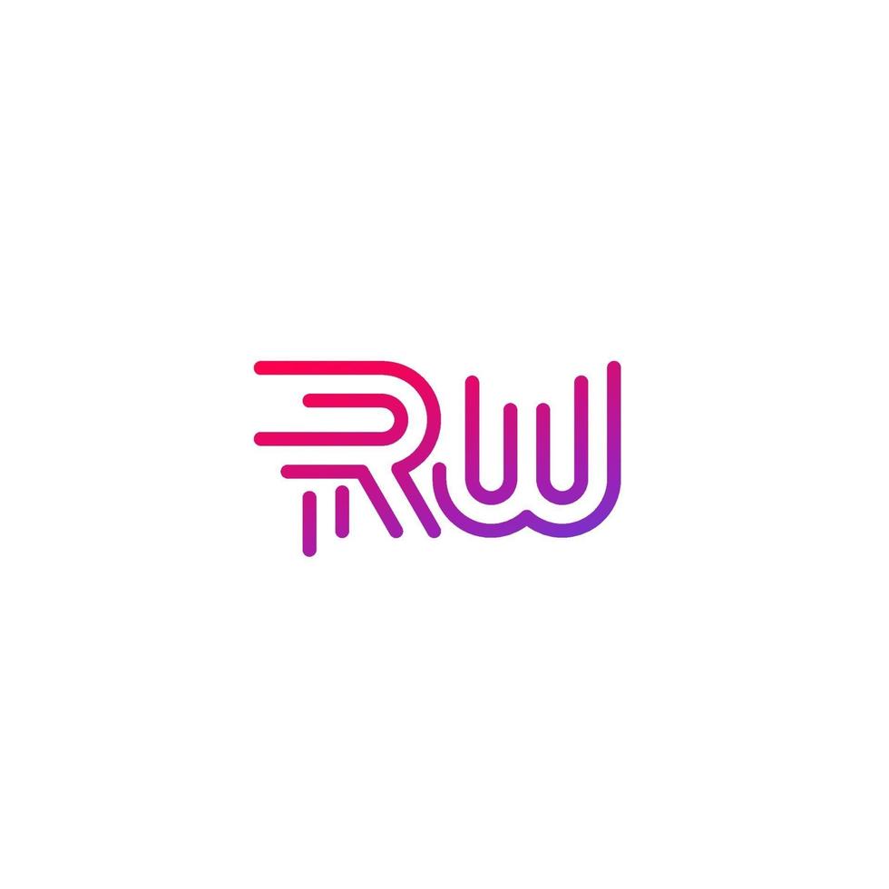 Logotipo de letras rw en estilo de línea vector