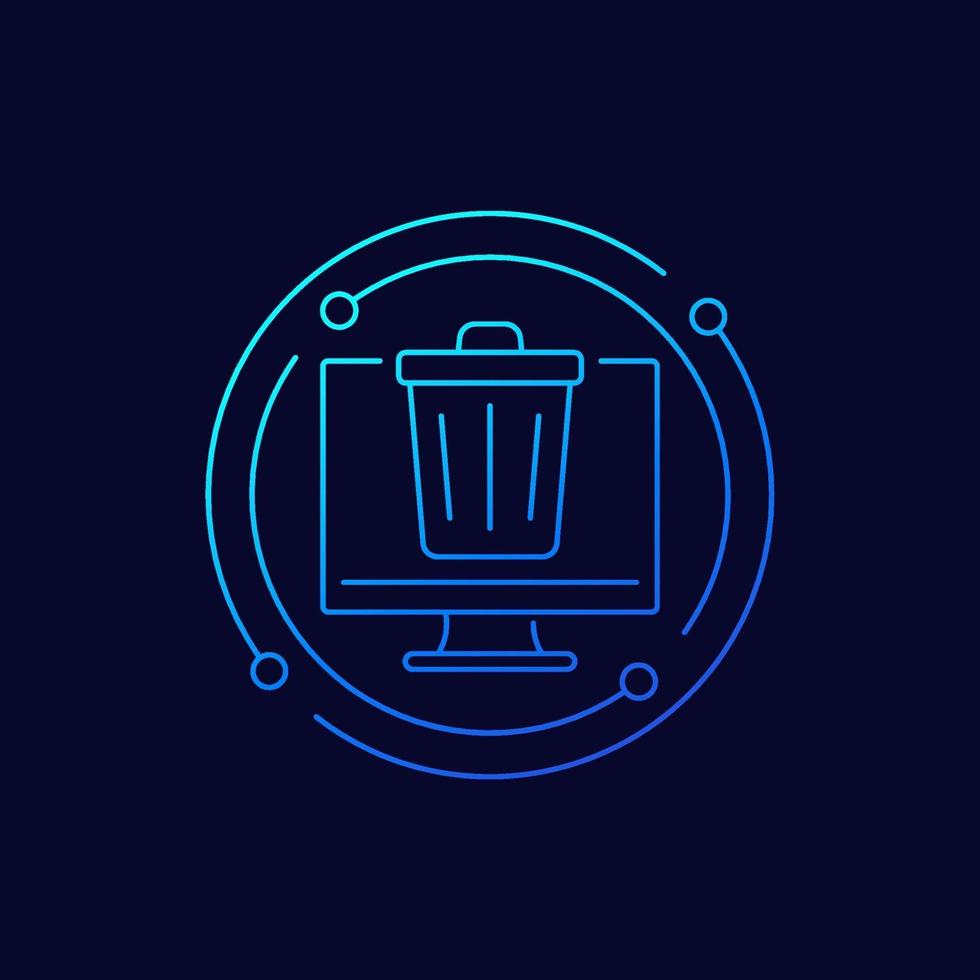 Trash bin, deleted files line icon vector