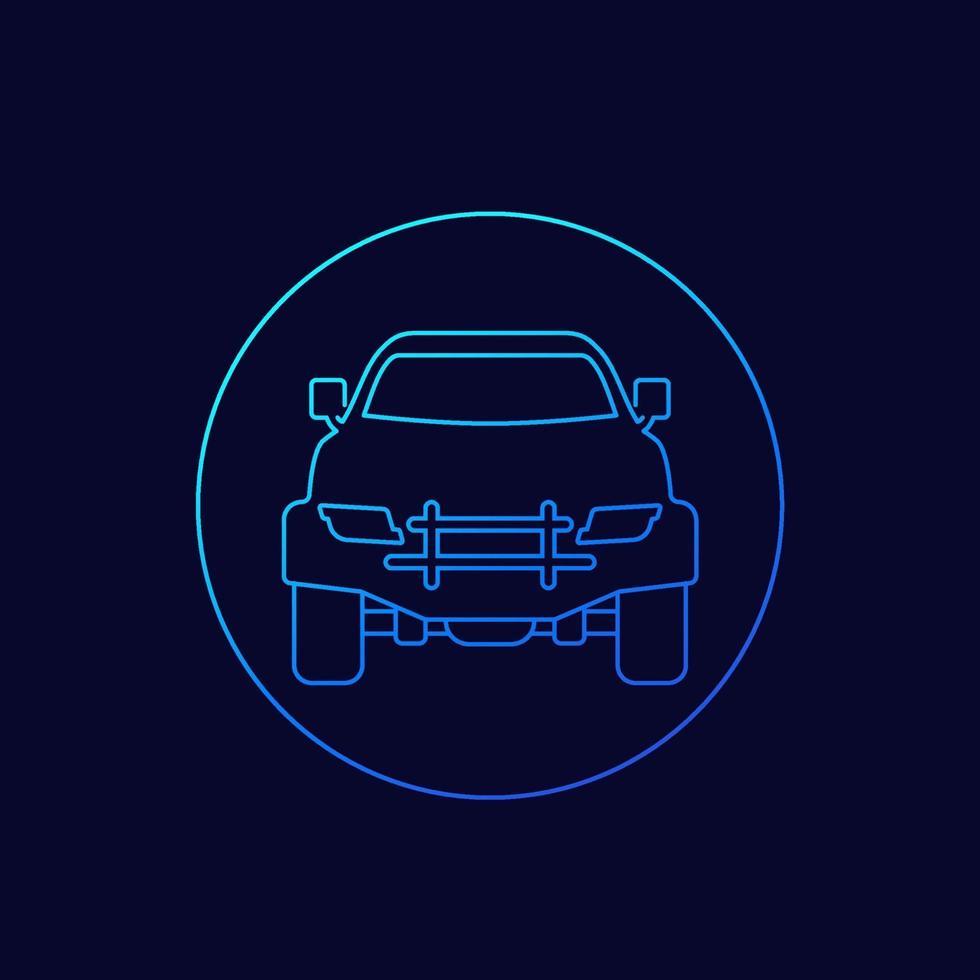 off-road 4x4 car, vector linear icon