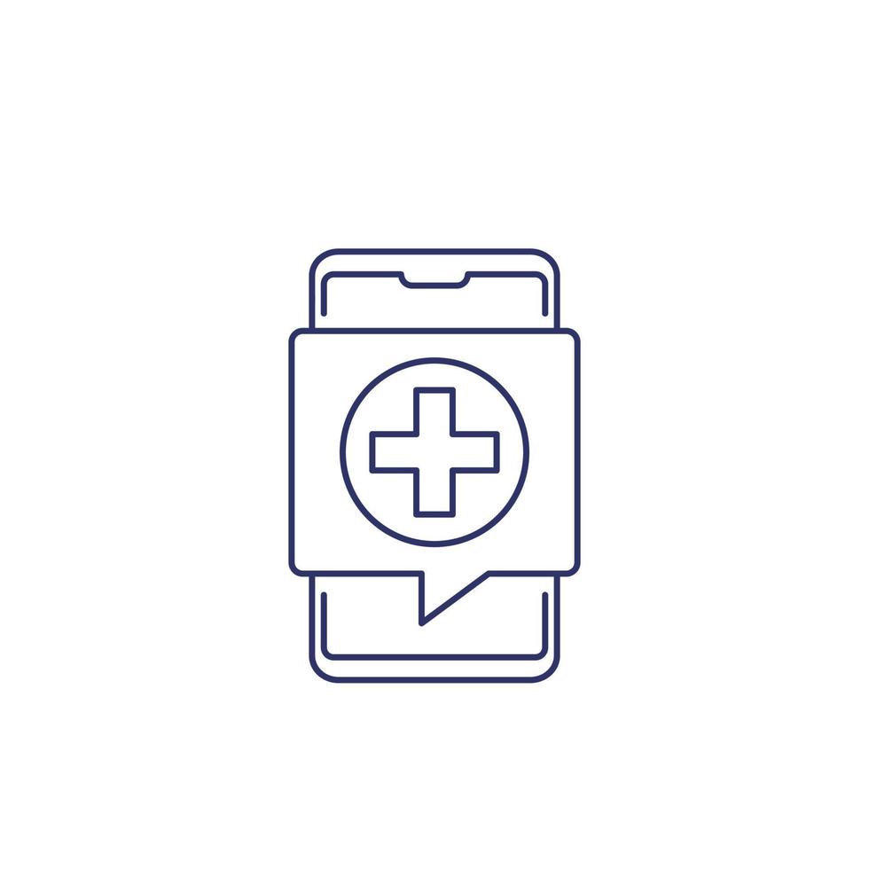 Telemedicine line icon with smart phone vector