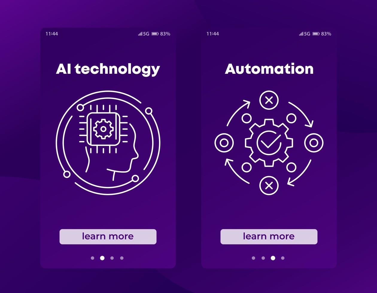 AI technology and automation banners for social media and web vector