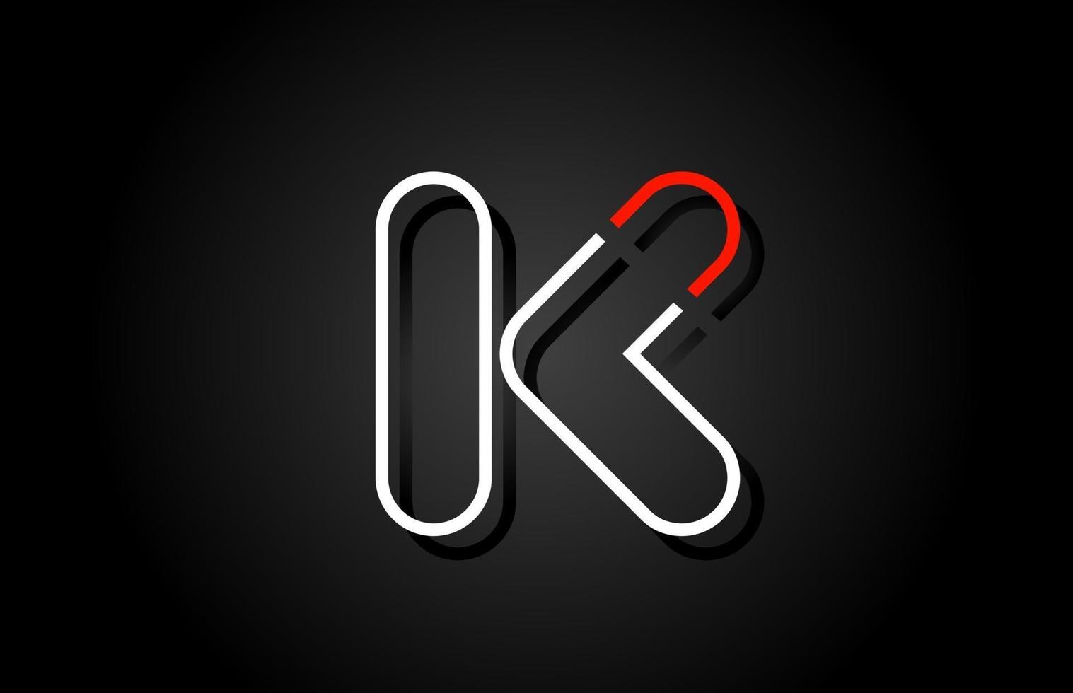 white red letter K alphabet logo design icon for company vector