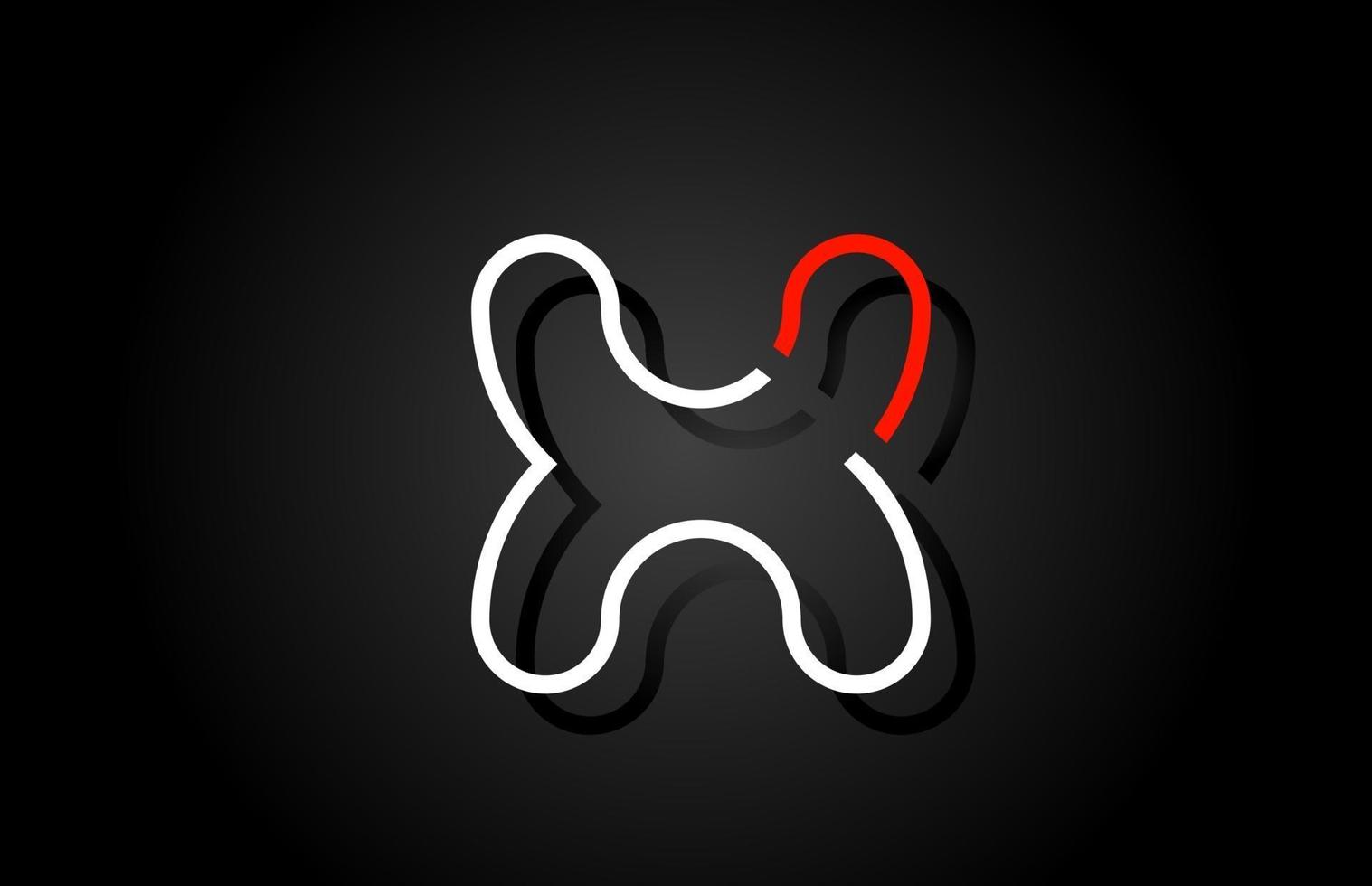 white red letter X alphabet logo design icon for company vector