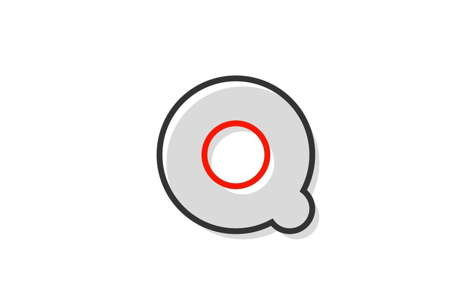 black red grey letter Q alphabet logo design icon for company vector
