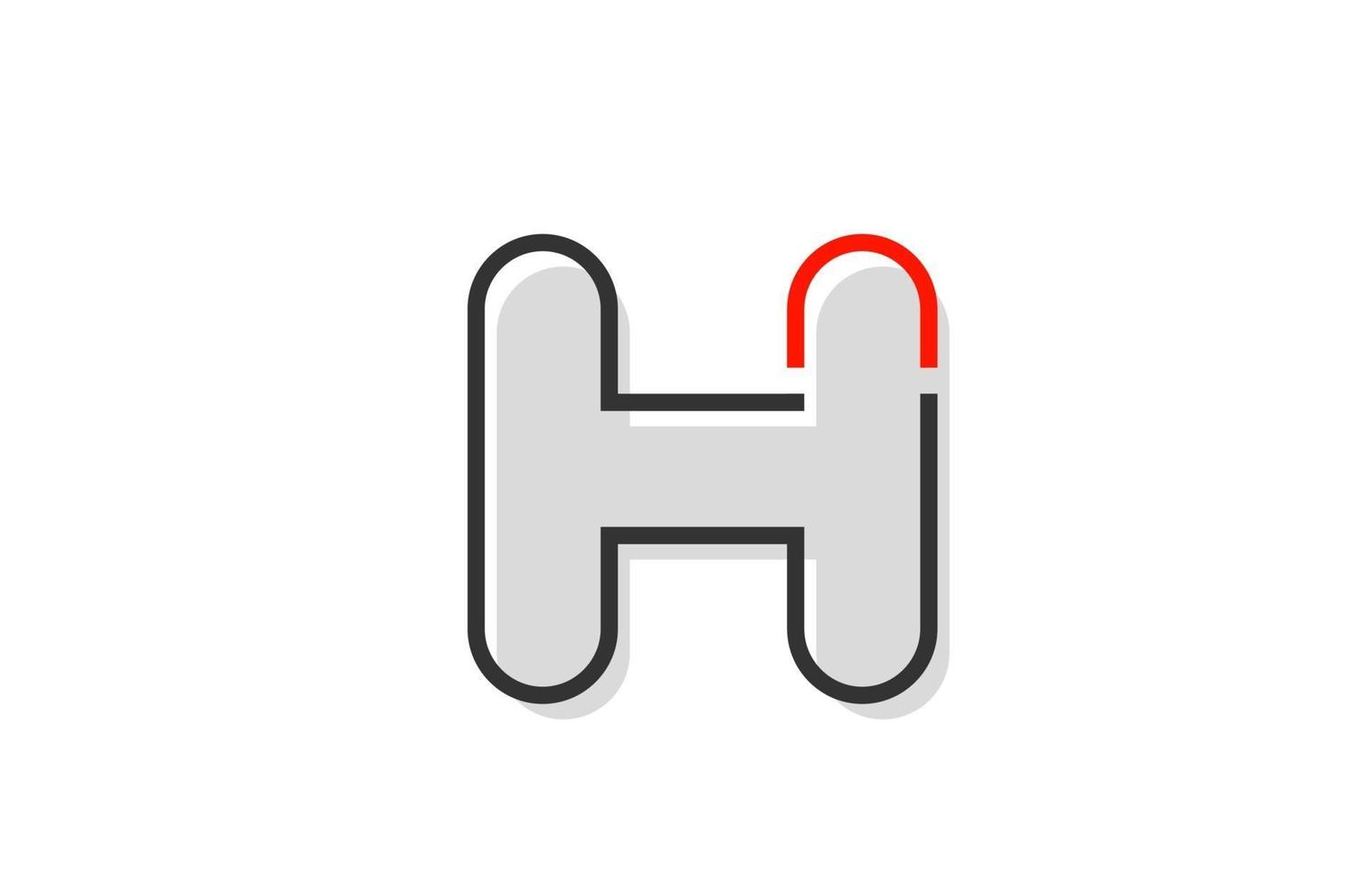 black red grey letter H alphabet logo design icon for company vector