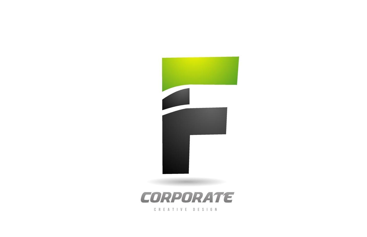 black green logo letter F alphabet design icon for business vector