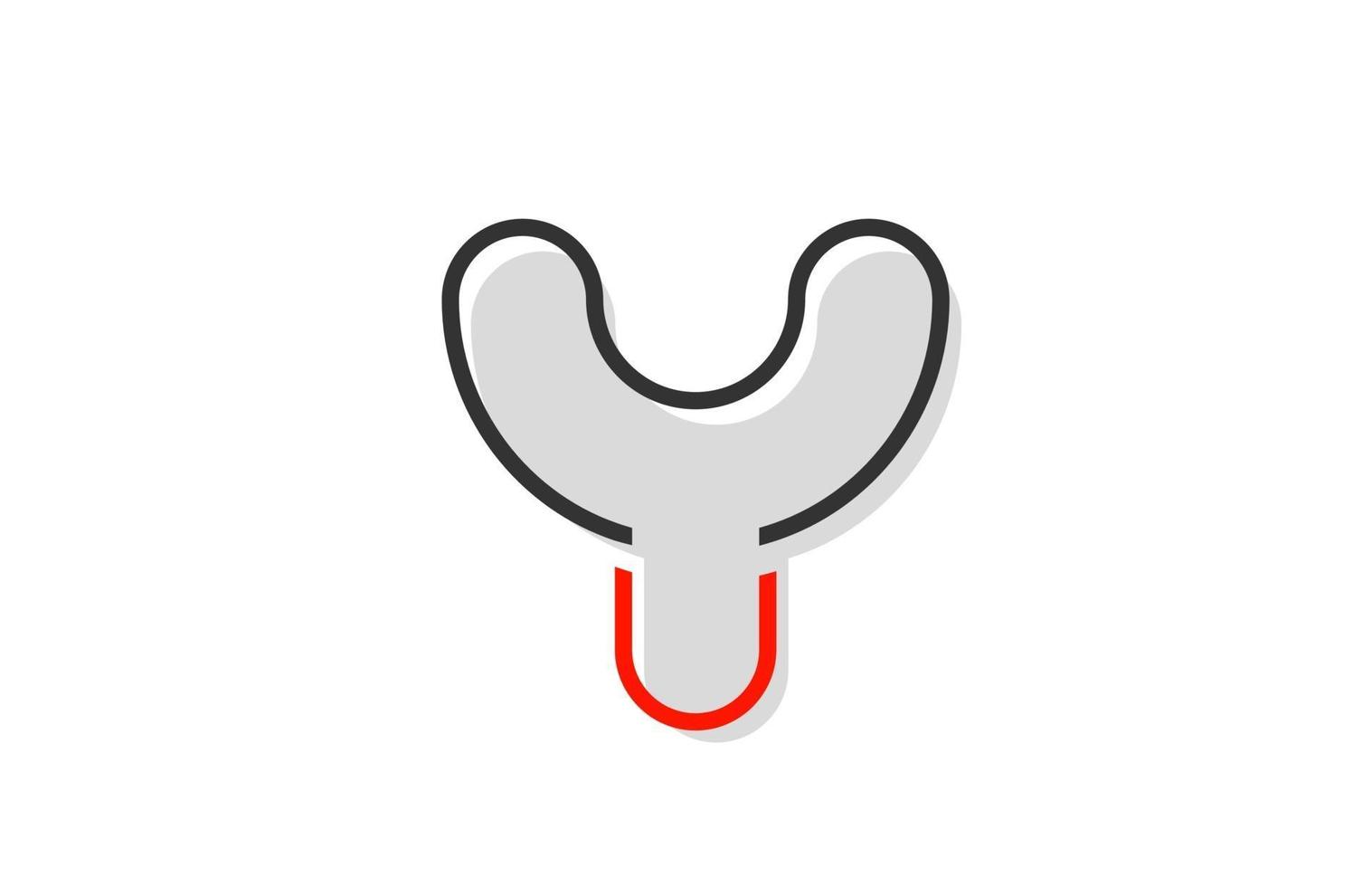 black red grey letter Y alphabet logo design icon for company vector