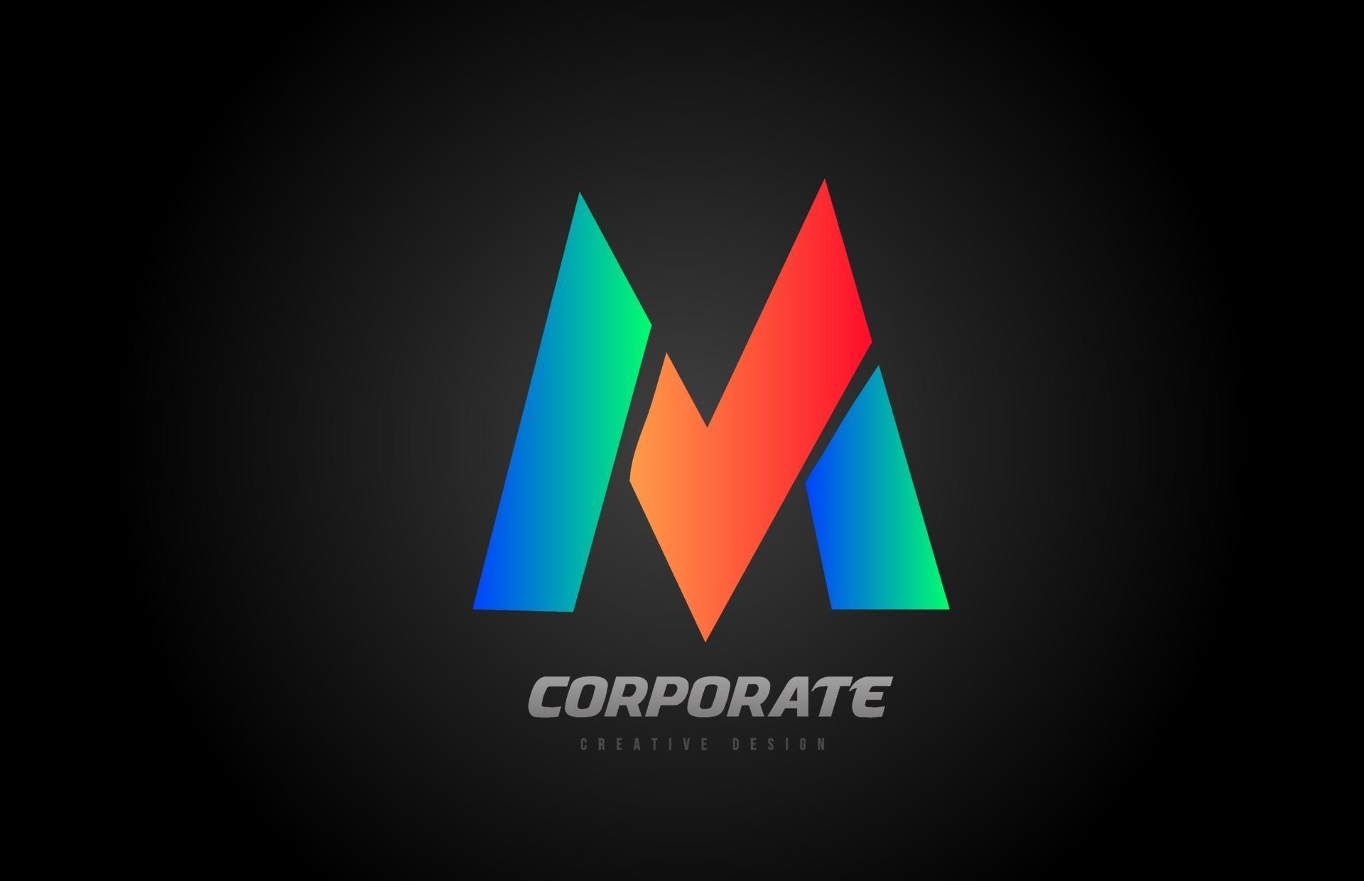 blue orange letter M alphabet logo design icon for company 3374965