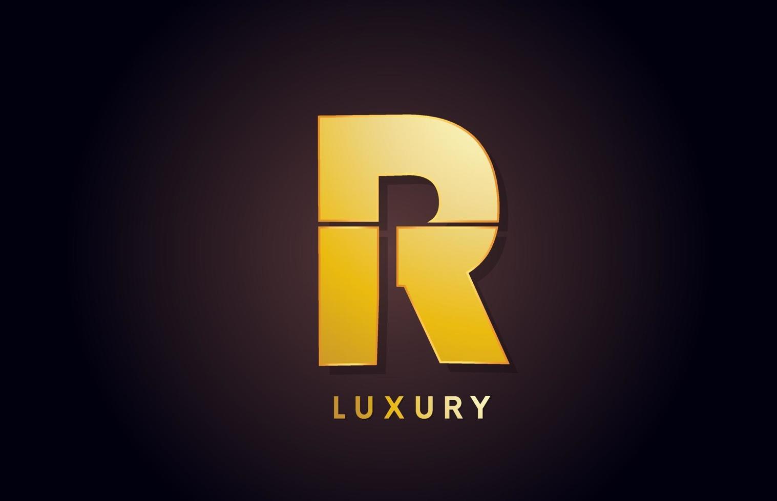 golden R luxury alphabet letter logo design icon for business vector