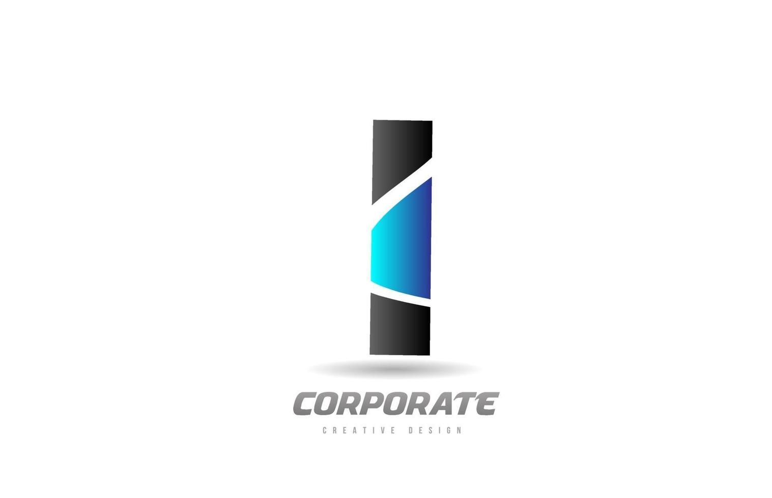 Diseño de icono de logotipo de letra i del alfabeto negro azul para negocios vector