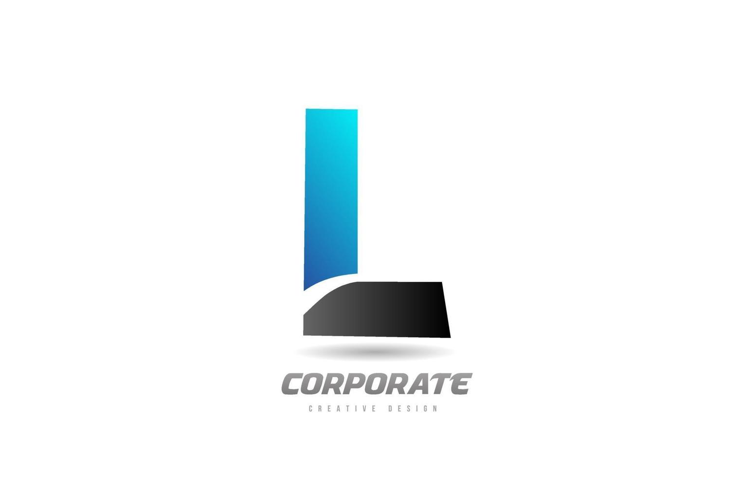 Diseño de icono de logotipo de letra l del alfabeto negro azul para negocios vector