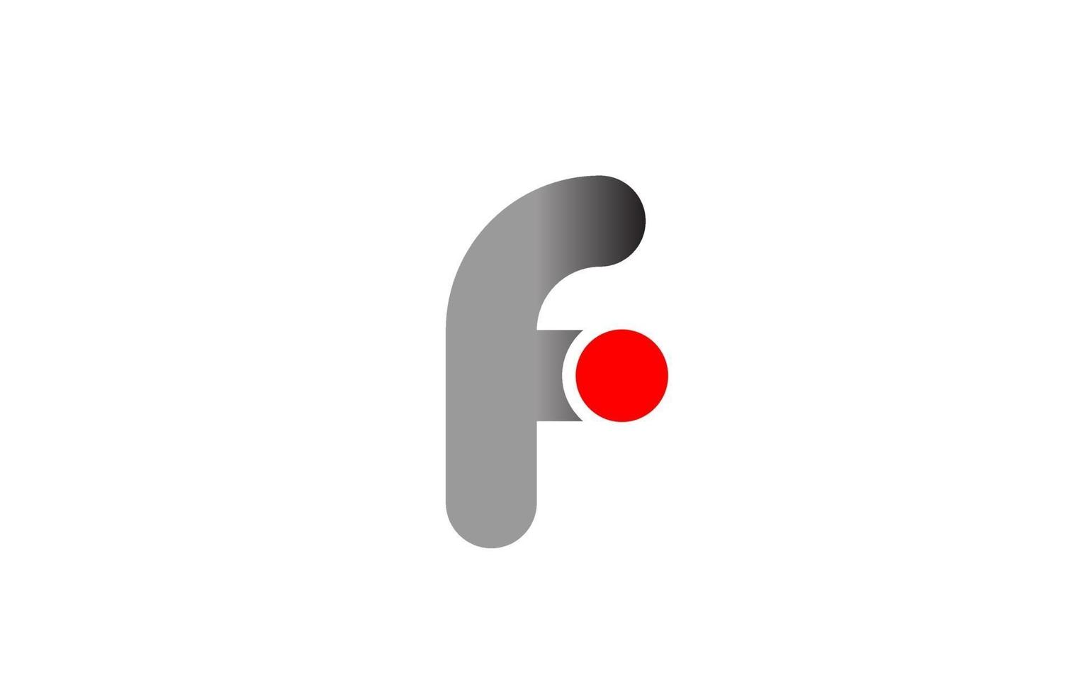 letter F logo alphabet design icon for business grey red vector