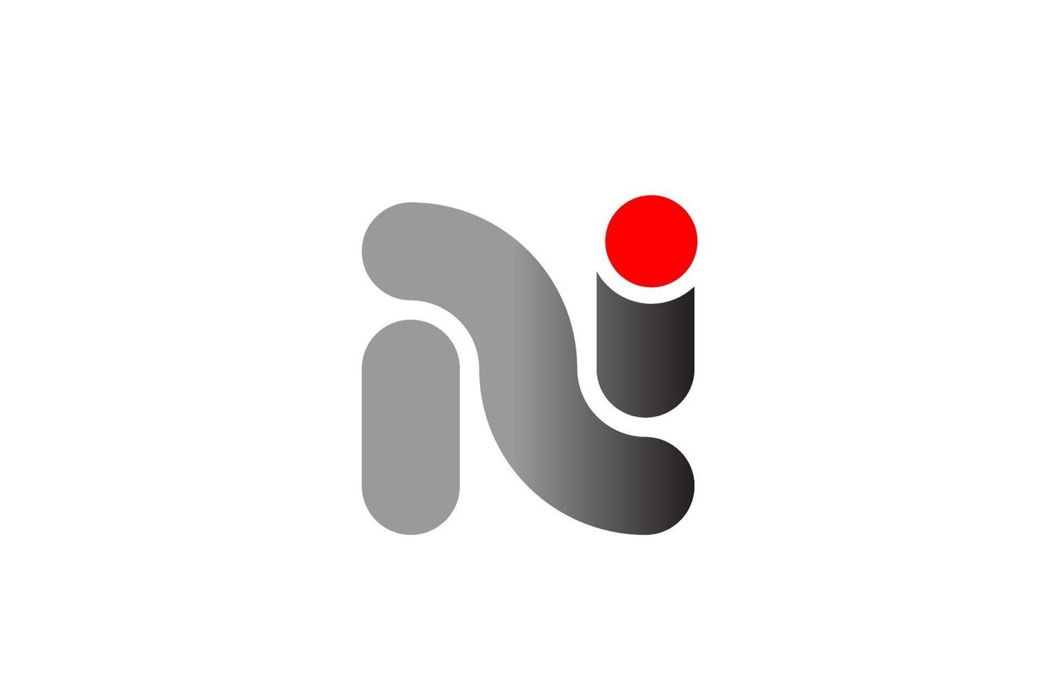 letter N logo alphabet design icon for business grey red vector