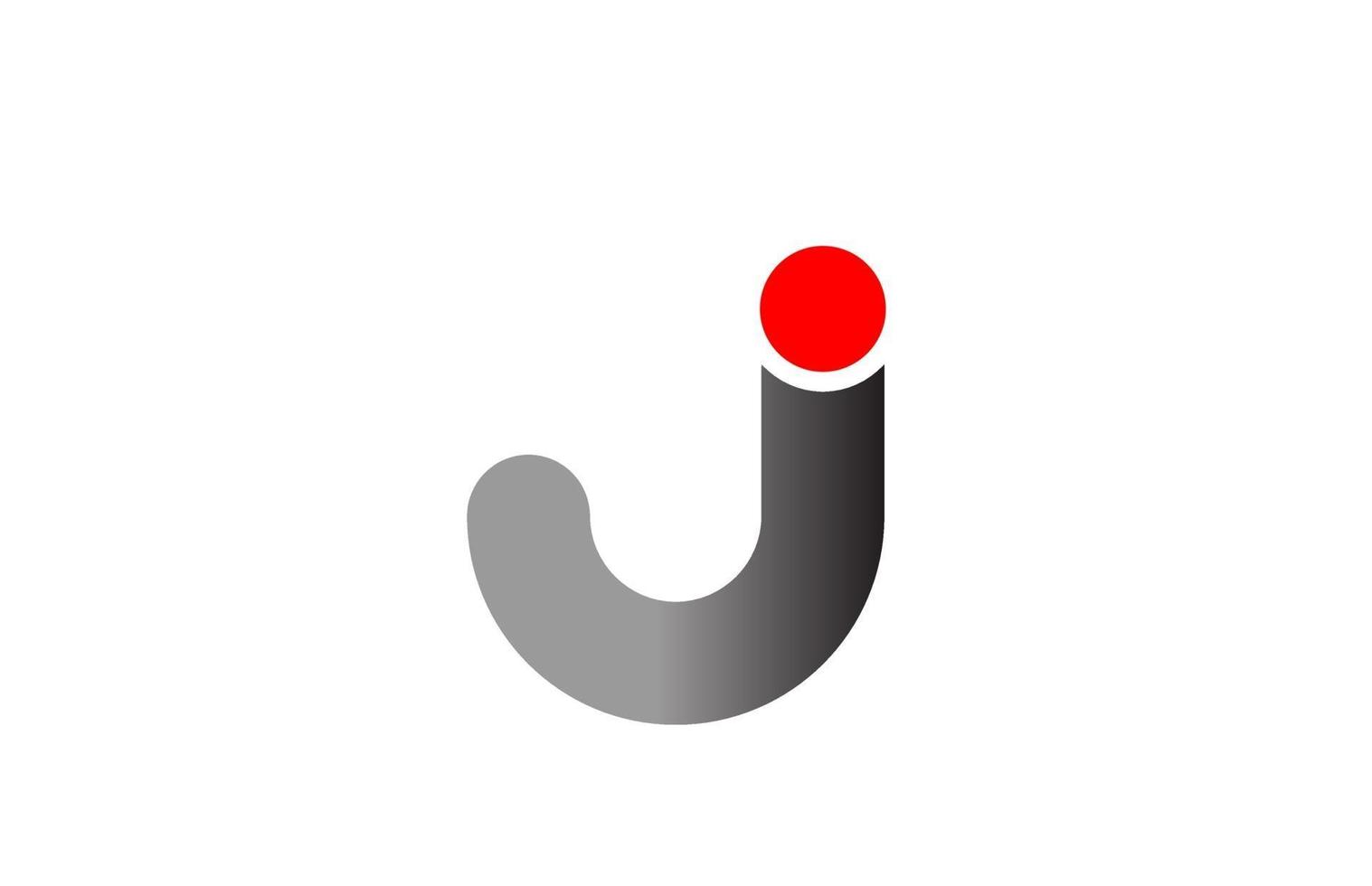 letter J logo alphabet design icon for business grey red vector