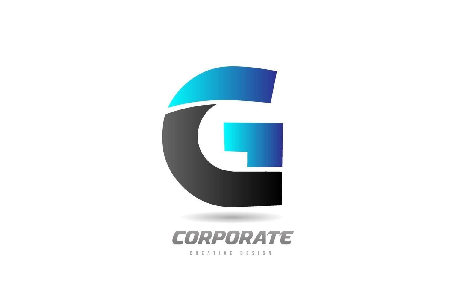 blue black alphabet letter G logo icon design for business vector
