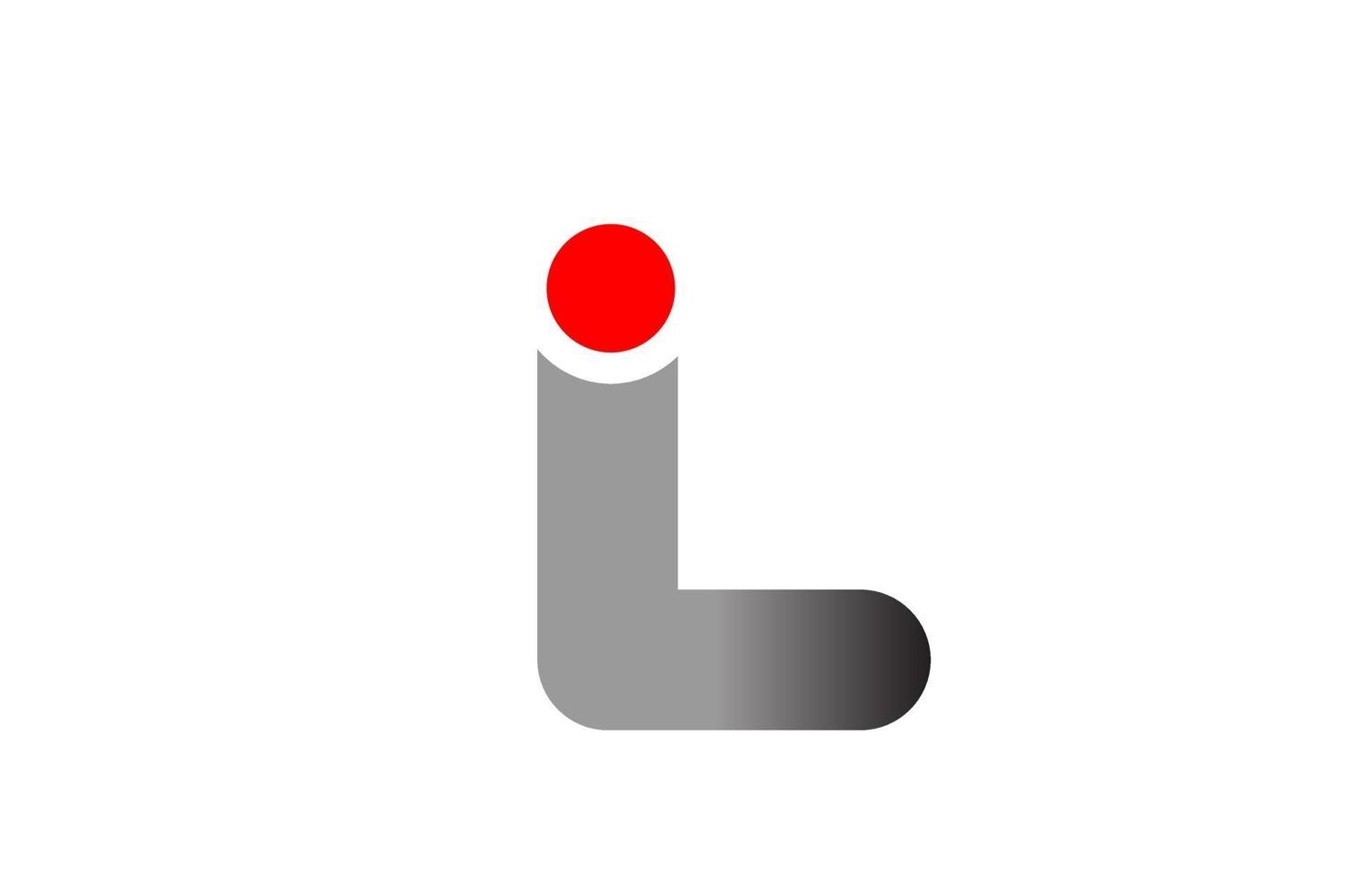 Letra l logo icono de diseño de alfabeto para negocios gris rojo vector