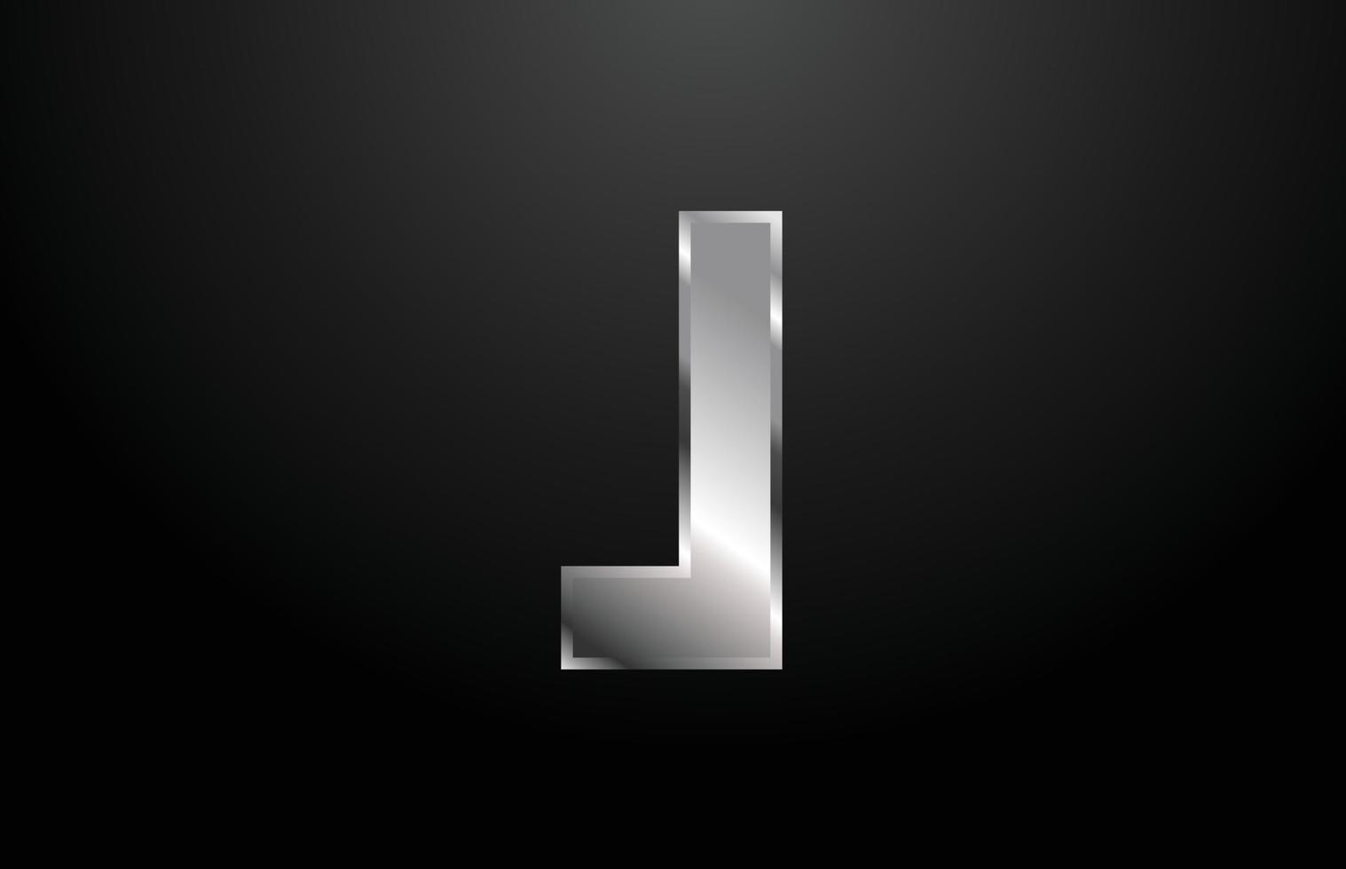 Plantilla de diseño de icono de logotipo de letra j del alfabeto de metal plateado vector