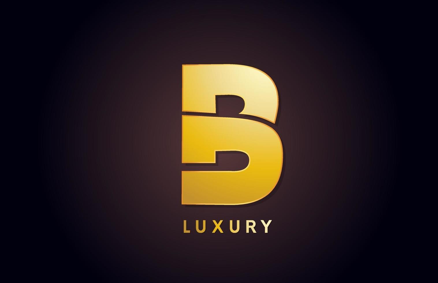 golden B luxury alphabet letter logo design icon for business vector