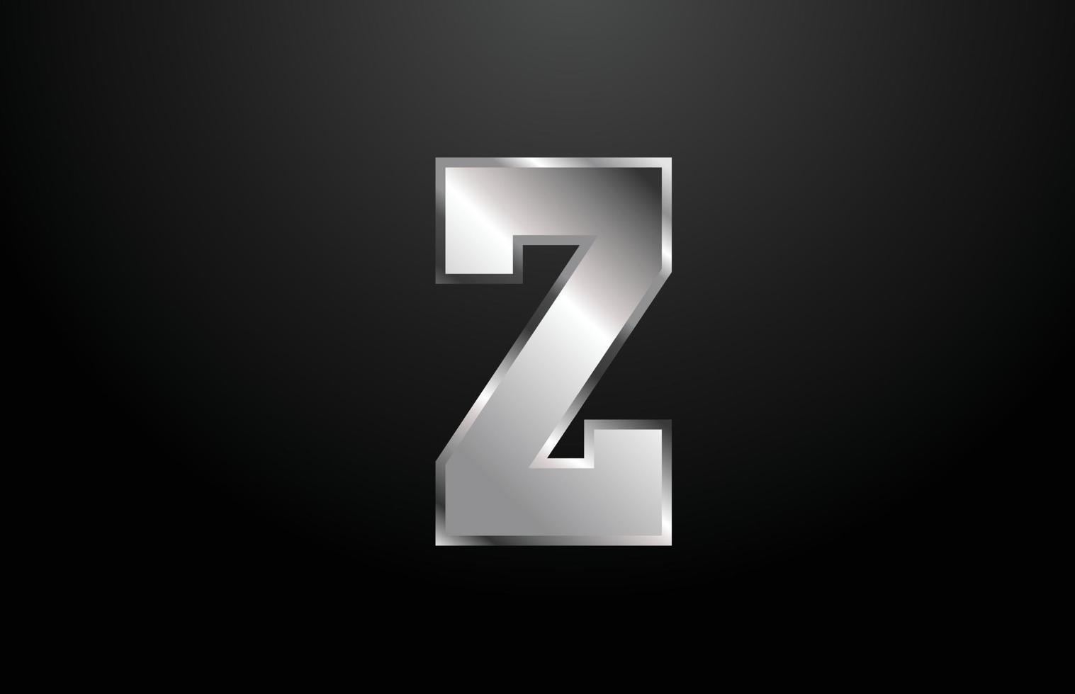 silver metal alphabet letter Z logo icon design template vector
