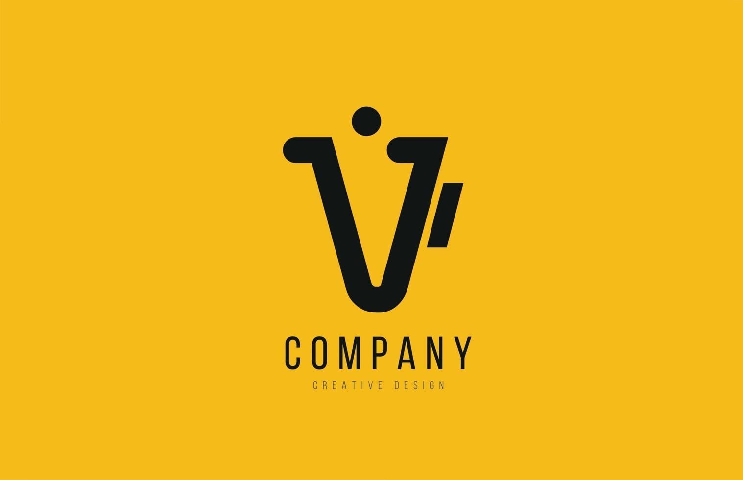 V letra del alfabeto negro amarillo para el diseño del icono del logotipo de la empresa vector